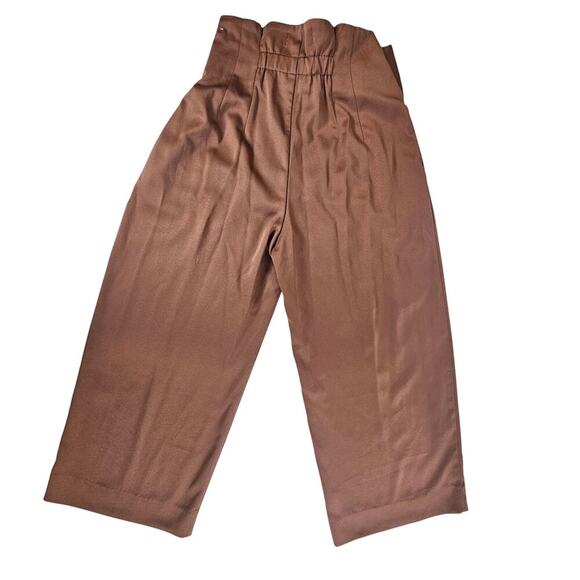 Abercrombie High Waist Shimmer Tie Waist Wide Leg Small Pant Brown - Picture 2 of 5